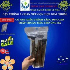 Gậy Chống Trượt Inox Bốn Chân, Gậy Gấp Có Đèn LED, Gậy Tập Đi Dành Cho Người Già - Hỗ Trợ Di Chuyển An Toàn