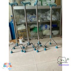 Gậy chống tập đi inox Việt Nam - Gậy điều chỉnh chiều cao 3/4 chân siêu bền cho người phục hồi sức khỏe