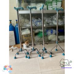 Gậy chống tập đi inox Việt Nam - Gậy điều chỉnh chiều cao 3/4 chân siêu bền cho người phục hồi sức khỏe