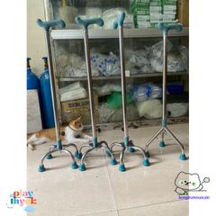 Gậy chống tập đi inox Việt Nam - Gậy điều chỉnh chiều cao 3/4 chân siêu bền cho người phục hồi sức khỏe