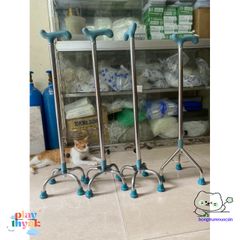 Gậy chống tập đi inox Việt Nam - Gậy điều chỉnh chiều cao 3/4 chân siêu bền cho người phục hồi sức khỏe