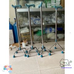 Gậy chống tập đi inox Việt Nam - Gậy điều chỉnh chiều cao 3/4 chân siêu bền cho người phục hồi sức khỏe