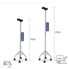 Gậy Đi Bộ Đa Năng 3-4 Chân Lucass - Adjustable Walking Stick with 10 Heights for Seniors and Disabled Users