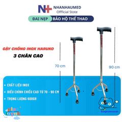 Gậy Chống Inox Haruko cho Người Già - Thiết Kế An Toàn 1-3-4 Chân Điều Chỉnh Cao, Chống Trơn Trượt, Hỗ Trợ Đặc Biệt cho Người Cao Tuổi