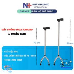 Gậy Chống Inox Haruko cho Người Già - Thiết Kế An Toàn 1-3-4 Chân Điều Chỉnh Cao, Chống Trơn Trượt, Hỗ Trợ Đặc Biệt cho Người Cao Tuổi
