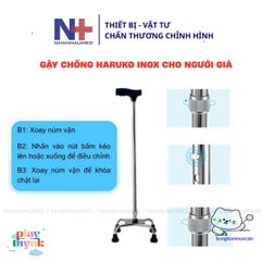 Gậy Chống Inox Haruko cho Người Già - Thiết Kế An Toàn 1-3-4 Chân Điều Chỉnh Cao, Chống Trơn Trượt, Hỗ Trợ Đặc Biệt cho Người Cao Tuổi