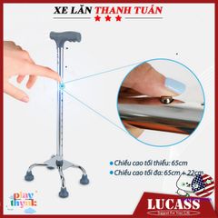 Gậy đi lại Lucass B924 4 chân - Thiết bị hỗ trợ di chuyển cho người lớn tuổi, có thể điều chỉnh chiều cao, an toàn và chắc chắn.