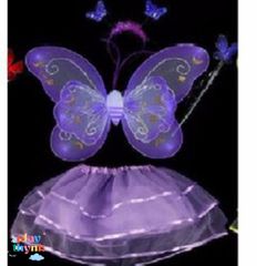 Bộ Hóa Trang Cánh Bướm Thiên Thần Dễ Thương Cho Bé - Vải Voan Mềm, Gồm Váy, Gậy và Cài Tóc - Màu Hồng, Đỏ, Vàng