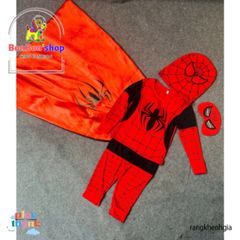 Bộ Đồ Siêu Nhân Nhện Dài Tay với Tà Bay – Trang Phục Hóa Trang Trẻ Em Từ 10kg Đến 30kg, Quà Tặng Sinh Nhật Thú Vị
