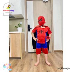 Bộ Đồ Siêu Nhân Nhện Cho Bé - Trang Phục Hóa Trang Siêu Anh Hùng Với Tà Bay, Mũ Chùm Đầu & Mặt Nạ, Dành Cho Trẻ Từ 11-33kg