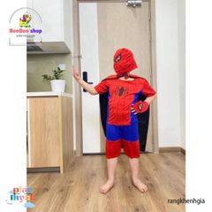 Bộ Đồ Siêu Nhân Nhện Cho Bé - Trang Phục Hóa Trang Siêu Anh Hùng Với Tà Bay, Mũ Chùm Đầu & Mặt Nạ, Dành Cho Trẻ Từ 11-33kg