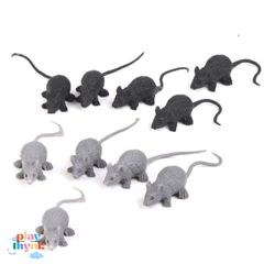 Set 10 Chuột Nhựa Trang Trí Halloween - Mô Hình Chuột Đen Xám Cao Cấp Dùng Trang Trí Nhà Cửa, Đồ Chơi Ma Quái