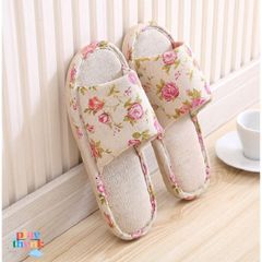 Dép Vải Đi Trong Nhà Hoa Hồng DV.02 - Phong Cách Hàn Quốc Độc Đáo, Êm Ái, Chống Trơn Trượt, Nhiều Kích Cỡ Cho Nam Nữ