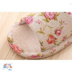 Dép Vải Đi Trong Nhà Hoa Hồng DV.02 - Phong Cách Hàn Quốc Độc Đáo, Êm Ái, Chống Trơn Trượt, Nhiều Kích Cỡ Cho Nam Nữ