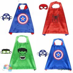 Áo choàng Captain America cho bé trai kèm mặt nạ, chất satin cao cấp, 70x70cm, lý tưởng cho Halloween và cosplay