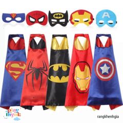 Áo choàng Captain America cho bé trai kèm mặt nạ, chất satin cao cấp, 70x70cm, lý tưởng cho Halloween và cosplay