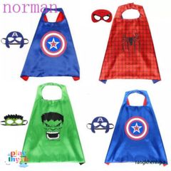 Áo choàng Captain America cho bé trai kèm mặt nạ, chất satin cao cấp, 70x70cm, lý tưởng cho Halloween và cosplay