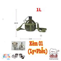 Bình Nhôm Cổ Điển 3L Bền Bỉ - Bình Tông Du Lịch Kèm Dây Đeo và Ly Phễu Tiện Lợi cho Quý Ông Yêu Thích Khám Phá