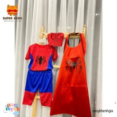 Bộ Đồ Siêu Anh Hùng Nhện Cho Bé - Áo Choàng, Mũ Chùm Đầu, Thời Trang Hóa Trang Sinh Nhật, Halloween, Phù Hợp 12-33kg