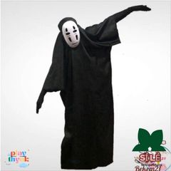 Bộ Trang Phục Cosplay Ma Vô Diện Đen Cho Người Lớn & Trẻ Em - Áo Choàng, Mặt Nạ, Găng Tay - Đồ Hóa Trang Halloween Huyền Bí