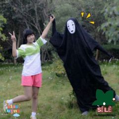 Bộ trang phục cosplay Vô Diện Kaonashi cho cả gia đình - Chất liệu cotton thoải mái, lý tưởng cho Halloween và tiệc hóa trang
