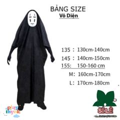 Bộ trang phục cosplay Vô Diện Kaonashi cho cả gia đình - Chất liệu cotton thoải mái, lý tưởng cho Halloween và tiệc hóa trang