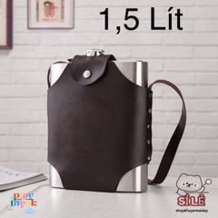 Bình Tông Inox 304 1,5L Chống Rỉ Bền Bỉ - Bao Đựng Có Quai Đeo, Đồ Thể Thao Du Lịch Tiện Dụng