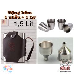 Bình Tông Inox 304 1,5L Chống Rỉ Bền Bỉ - Bao Đựng Có Quai Đeo, Đồ Thể Thao Du Lịch Tiện Dụng