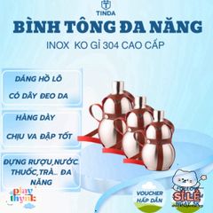Bình Inox Hồ Lô 1.65L Chống Gỉ Có Dây Đeo Da - Dụng Cụ Dã Ngoại Tiện Lợi Cho Cắm Trại, Picnic, Du Lịch