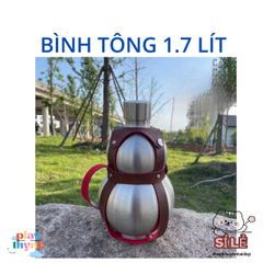 Bình Inox Hồ Lô 1.65L Chống Gỉ Có Dây Đeo Da - Dụng Cụ Dã Ngoại Tiện Lợi Cho Cắm Trại, Picnic, Du Lịch