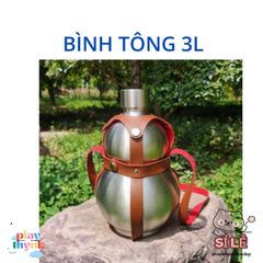 Bình Inox Hồ Lô 1.65L Chống Gỉ Có Dây Đeo Da - Dụng Cụ Dã Ngoại Tiện Lợi Cho Cắm Trại, Picnic, Du Lịch