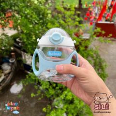 Bình nước Babuu 330ml chống sặc cho bé - Bình tập uống nhựa Tritan an toàn, có tay cầm và dây đeo tiện lợi