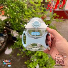 Bình nước Babuu 330ml chống sặc cho bé - Bình tập uống nhựa Tritan an toàn, có tay cầm và dây đeo tiện lợi