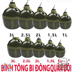 Bình Tông Nhôm Xanh Dáng Người Lính Cổ Điển - Bình Đựng Nước, Rượu Cho Phượt và Dã Ngoại 1-3 Lít