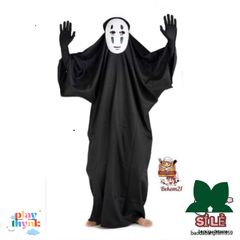 Bộ Cosplay Vô Diện Phong Cách Spirited Away - Gồm Mặt Nạ, Áo Body & Găng Tay, Size S-XL, Trang Phục Hóa Trang Halloween