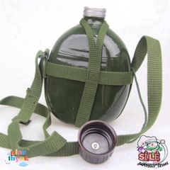 Bình bi đông 3L cổ điển phong cách lính, đựng nước và rượu, nhôm chống gỉ, tiện dụng cho du lịch và dã ngoại