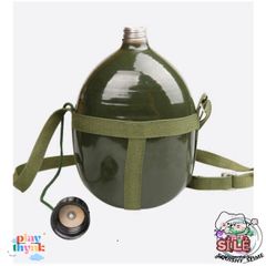 Bình bi đông 3L cổ điển phong cách lính, đựng nước và rượu, nhôm chống gỉ, tiện dụng cho du lịch và dã ngoại