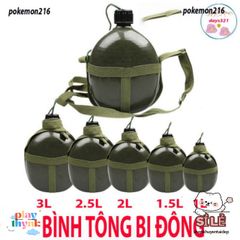 Bình đựng nước 3 Lít kiểu lính cổ điển - Bình tông nhôm chống gỉ, đồ dùng dã ngoại hoàn hảo cho chuyến đi phượt