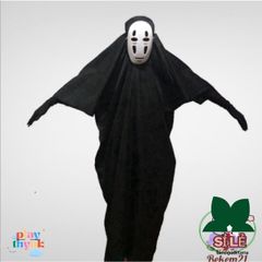 Bộ Trang Phục Kaonashi Cosplay Spirited Away - Áo Choàng Đen và Mặt Nạ Vô Diện Dành Cho Trẻ Em và Người Lớn
