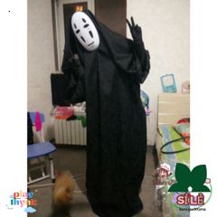 Bộ Trang Phục Kaonashi Cosplay Spirited Away - Áo Choàng Đen và Mặt Nạ Vô Diện Dành Cho Trẻ Em và Người Lớn