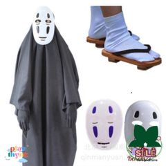 Bộ Trang Phục Kaonashi Cosplay Spirited Away - Áo Choàng Đen và Mặt Nạ Vô Diện Dành Cho Trẻ Em và Người Lớn