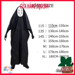 Bộ Trang Phục Cosplay Vô Diện Kaonashi Spirited Away - Áo Choàng Đen và Mặt Nạ Cho Trẻ Em và Người Lớn