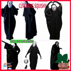Bộ Trang Phục Cosplay Vô Diện Kaonashi Spirited Away - Áo Choàng Đen và Mặt Nạ Cho Trẻ Em và Người Lớn