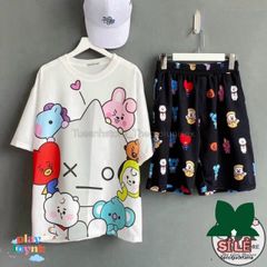 Bộ Đồ Mặc Nhà Unisex VÔ DIỆN-VỊT VÀNG - Set Áo 3D Cute và Quần Short Freesize Cho Nam Nữ, Thoải Mái và Năng Động