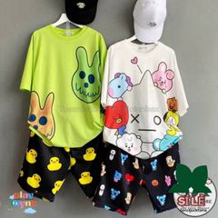 Bộ Đồ Mặc Nhà Unisex VÔ DIỆN-VỊT VÀNG - Set Áo 3D Cute và Quần Short Freesize Cho Nam Nữ, Thoải Mái và Năng Động