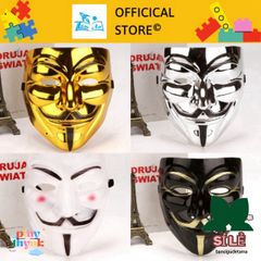 Mặt Nạ Hacker Anonymous Độc Đáo Vàng Bạc Đen Trắng - Phụ Kiện Cosplay Halloween Đầy Cá Tính, Chất Liệu An Toàn