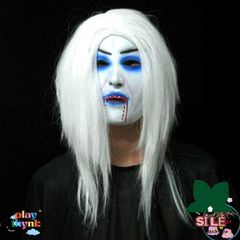 Mặt Nạ Ma Nữ Tóc Dài Màu Trắng Zombie - Phụ Kiện Hóa Trang Halloween và Tết Trung Thu Độc Đáo