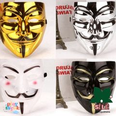 Mặt Nạ Anonymous Độc Đáo - Phụ Kiện Cosplay Halloween Vàng Bạc Đen Trắng, Mặt Nạ Hóa Trang Tuyệt Hảo cho Fan Văn Hóa Hacker