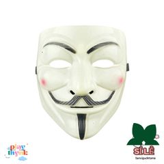 Mặt nạ V For Vendetta Halloween - Mặt nạ ma kinh dị cho trang phục độc đáo, phong cách điện ảnh, chất liệu nhựa nhẹ 19x16cm