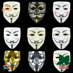Mặt nạ Guy Fawkes V for Vendetta - Phụ kiện Halloween Nhựa Trắng Đen cho Trang Phục & Biểu Diễn COS